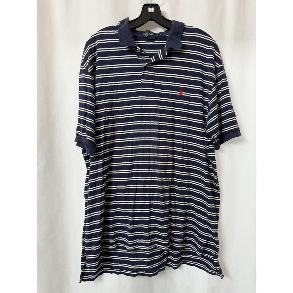 Polo Ralph Lauren Polo Shirt Men's 2XL Blue Striped Short Sleeve Casual